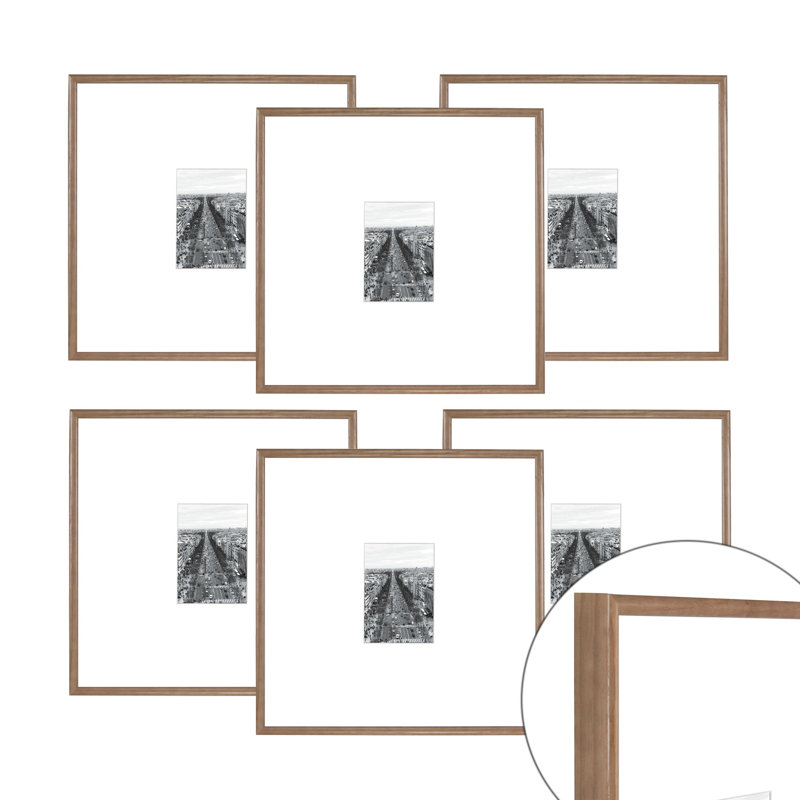 Ensemble de 6 cadres muraux en bois de frêne, Sable Tucson, 4 po x 4 po