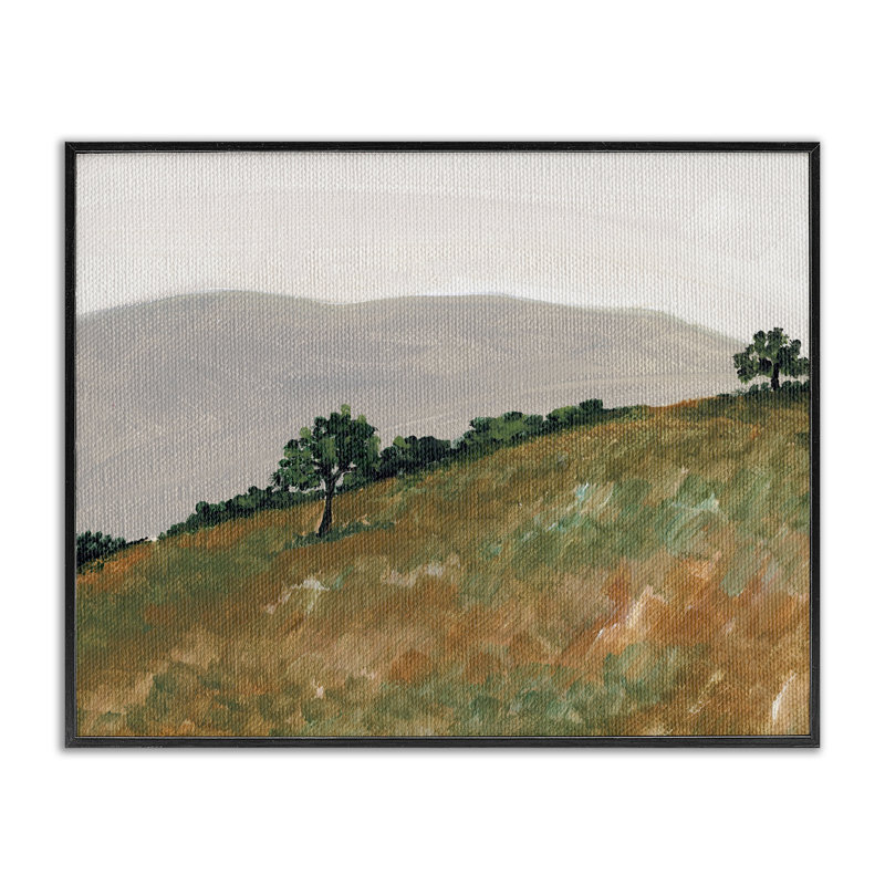 Giclée sur toile de paysage montagnard Hill, conception de Nikita Jariwala, H 11 po x l 14 po, Giclée encadrée noir minuit