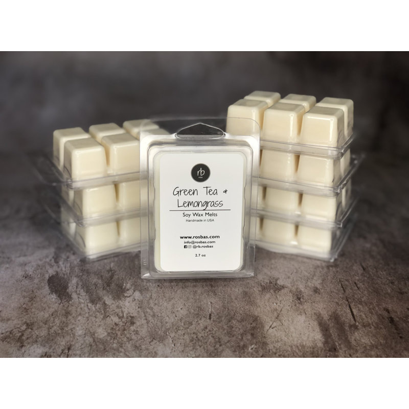 Thé vert et cire de soja à la citronnelle - fondant propre, parfum sans flamme pour la maison - coulé à la main, durable, fabriqué aux États-Unis