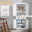 Freestanding Kitchen Pantry Cabinet With Adjustable Shelves, Drawer, And Cupboards For Efficient Storage And Elegant Design