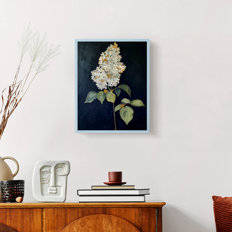 Série FLORAL CLXV - reproduction encadrée de qualité supérieure - prête à être accrochée - aucun clou requis, Blanc / Blanc