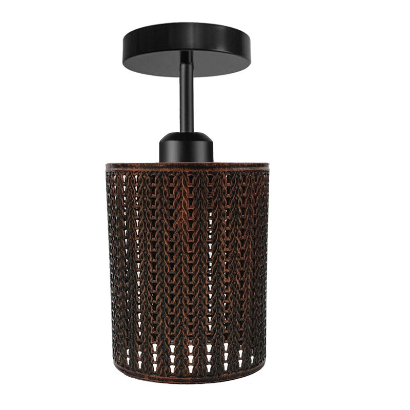 Semi Flush Mount, Rustic Red, Brushed Brass