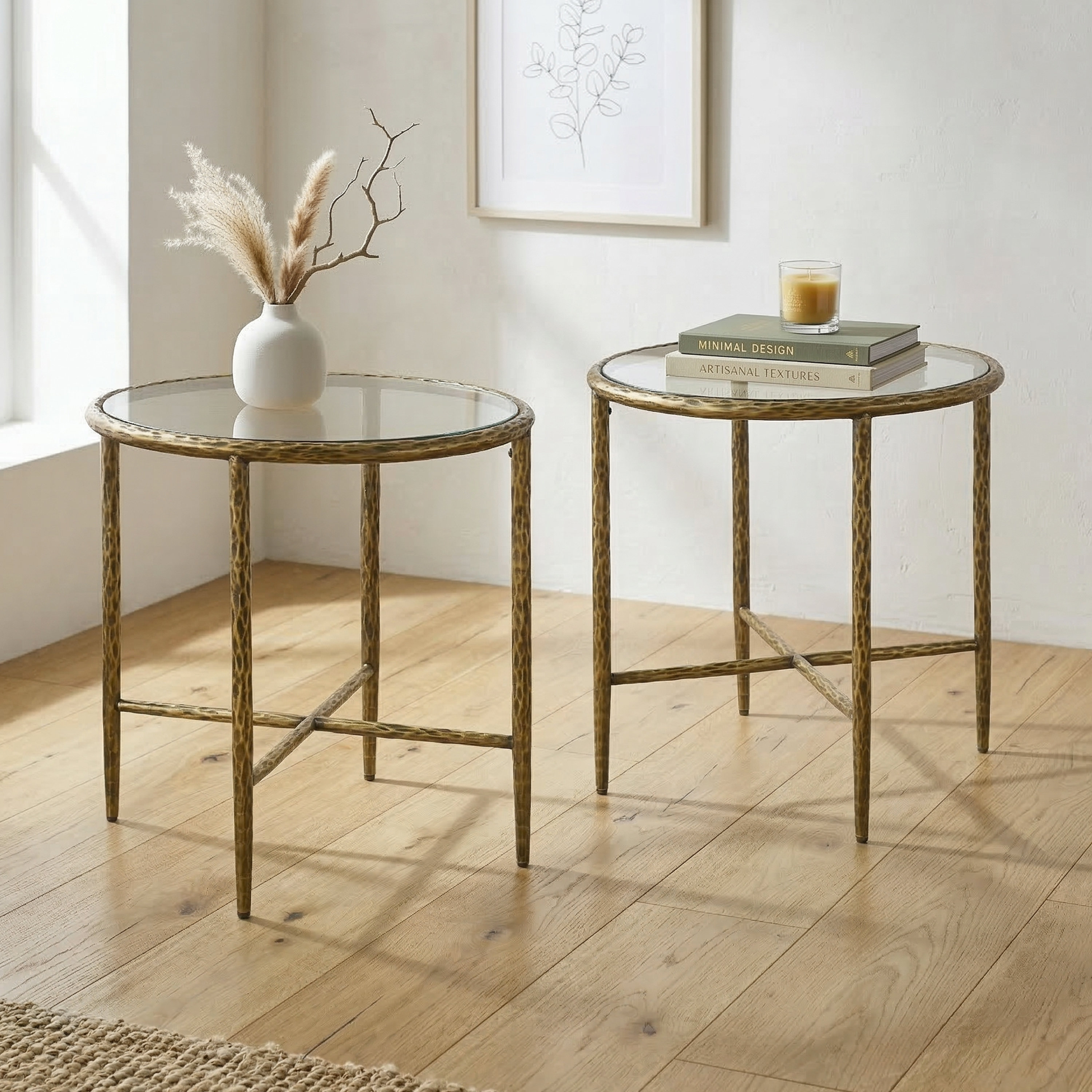 House of Hampton Buckminster 2-Piece Modern X-Brace Round End Table Set ...