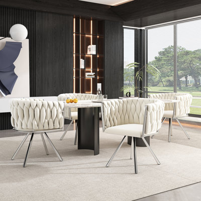 Authneil Velvet Metal Armchair
