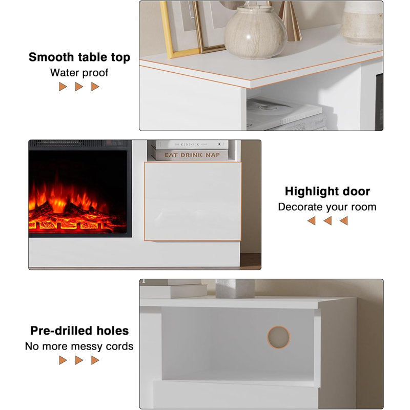 Bletsoe Brambly Cottage 147 cm W Electric Fireplace with 5000 BTU, White