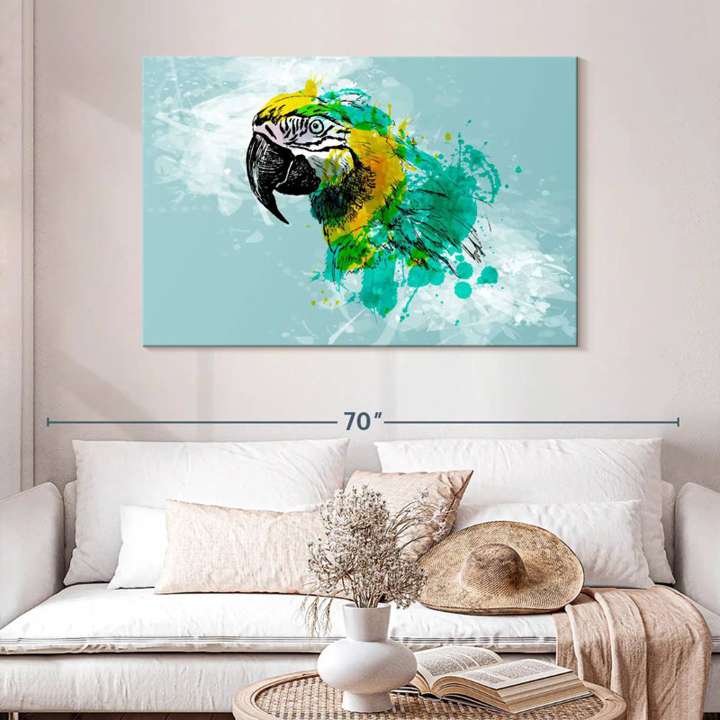 Brampt Multicolored Abstract Macaw, 32" H x 48" W