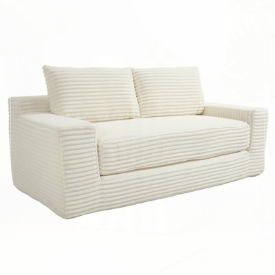 Corduroy Fabric Loveseat Sofa With Memory Foam & Steel Frame - No Assembly, Convertible