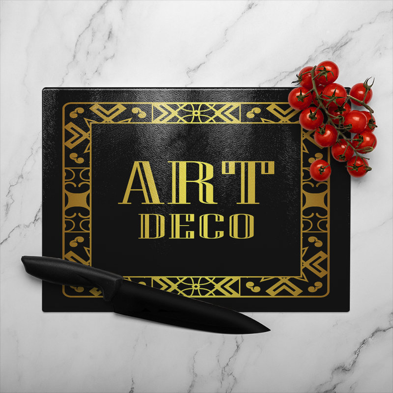 Art Deco Glass Chopping Board, 40cm L x 28cm W