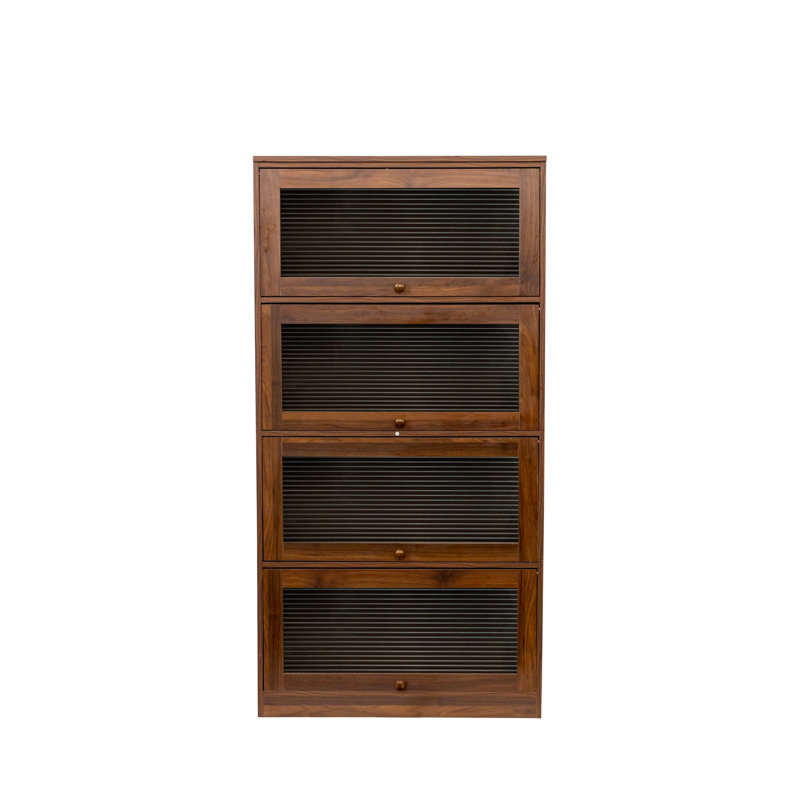 Bibliothèque contemporaine avec portes fermées en verre et armoire de rangement de bureau