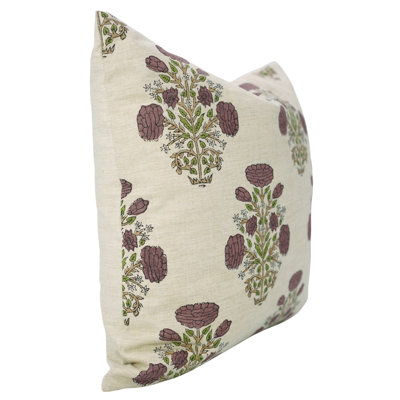 Fabdivine Global-Inspired Hand Block Pillow – Couch or Chair Cover, Swadesh, Wine