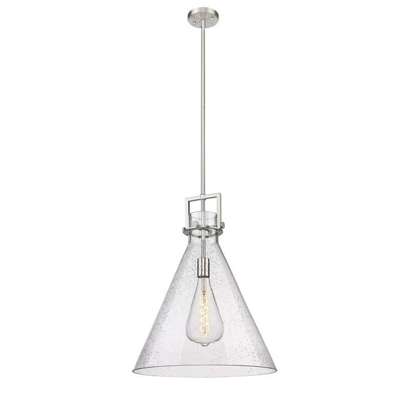 Luminaire suspendu avec tige 30 po Coterie, Bullé, H 22,75 po x l 18 po x P 18 po, Nickel satiné