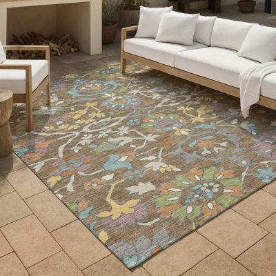 Tapis floral intérieur / extérieur lavable à la machine Chantille ACN2587