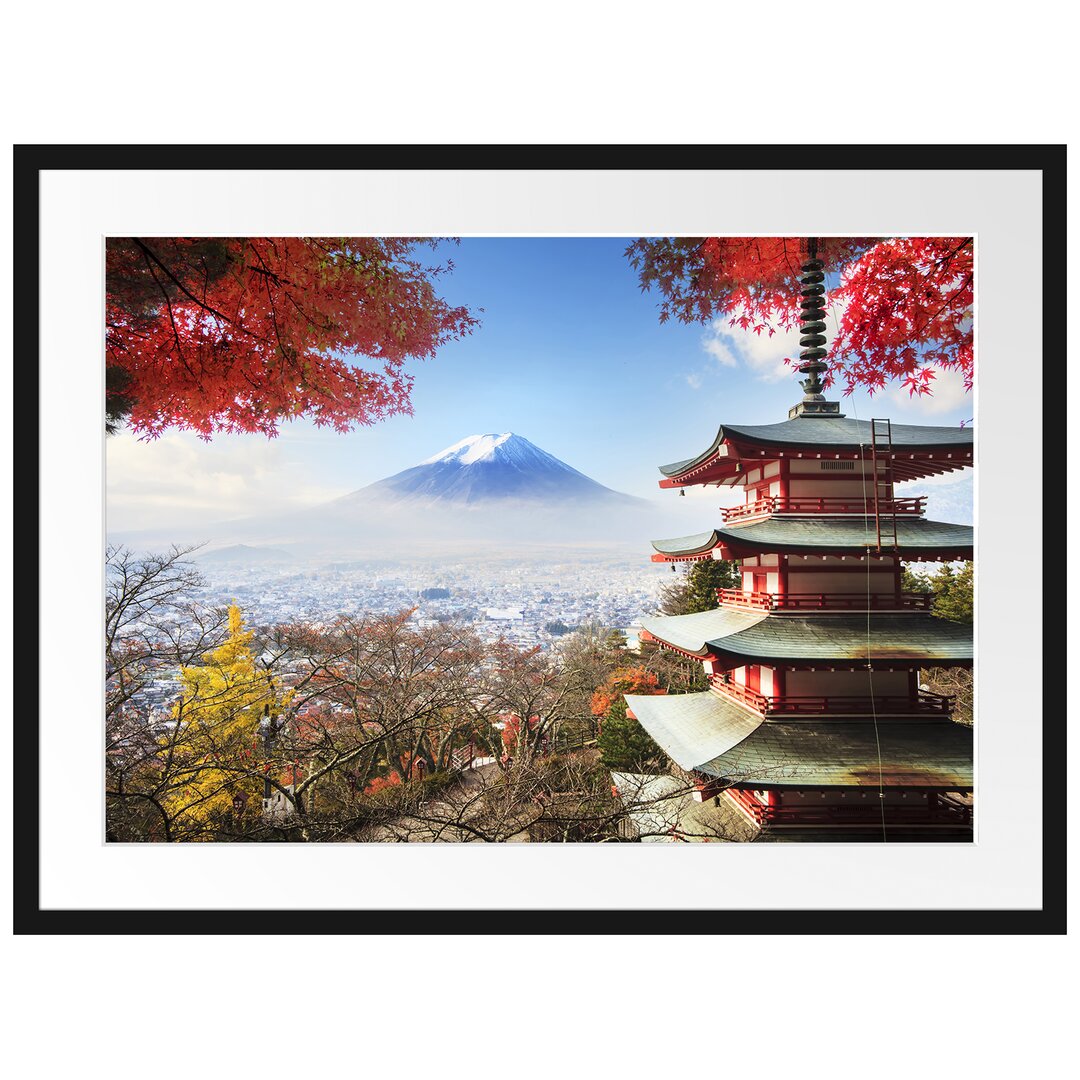 Gerahmtes Poster Japanischer Tempel im Herbst