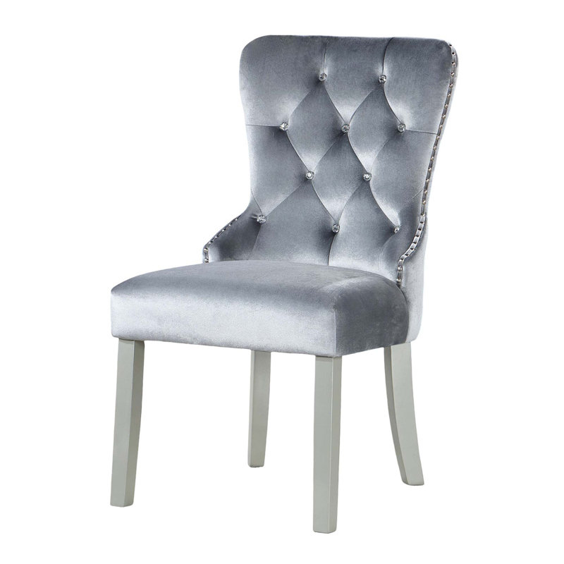 Chaise de salle à manger rembourrée en flanelle 2 pièces Classic