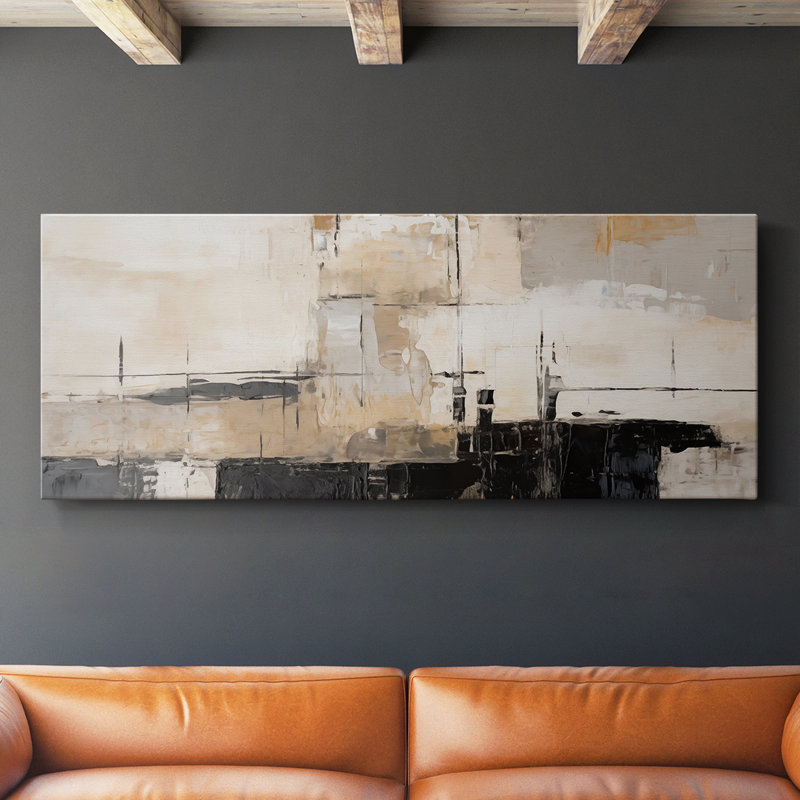 Toile tendue avec châssis abstrait, série # 4 XXXI, H 12 po x l 30 po