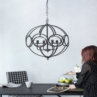 Lustre - luminaire suspendu en métal 4 lumières, chaîne réglable
