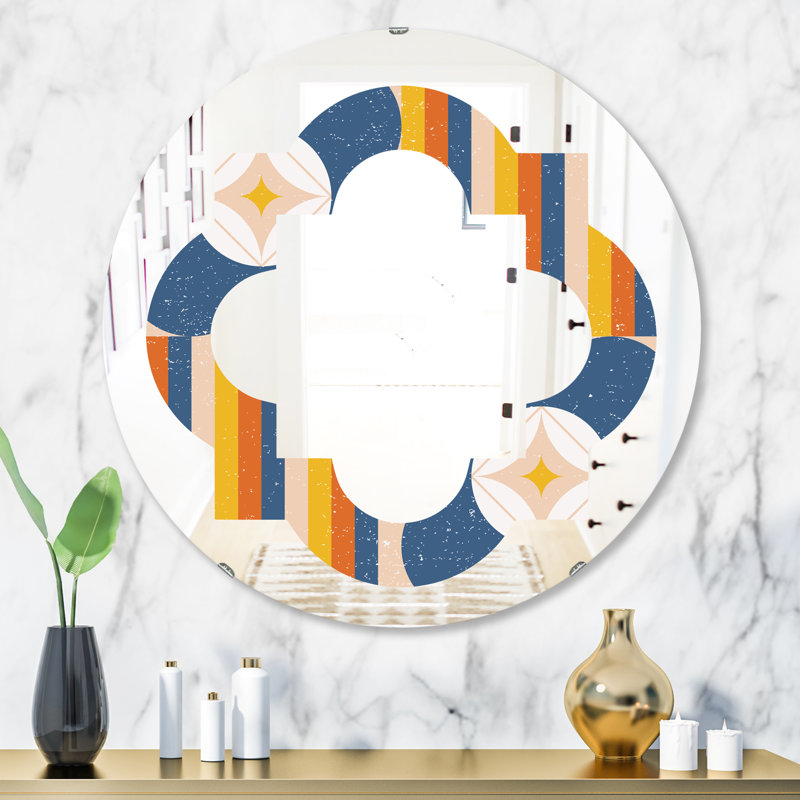 Miroir mural quadrilobe éclectique à motif floral Quatrefoil, H 31,5 po x l po