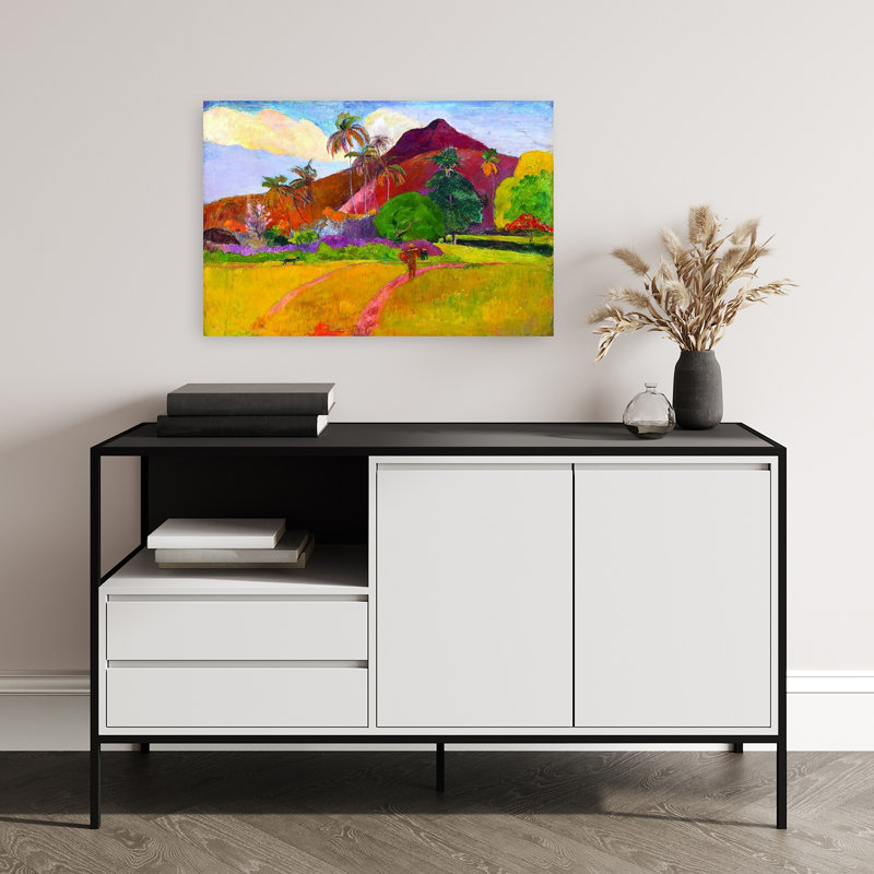«Tahitian Landscape Classic Colorful Serene Palm Landscape Summer», impression murale, H 16 po x l 24 po