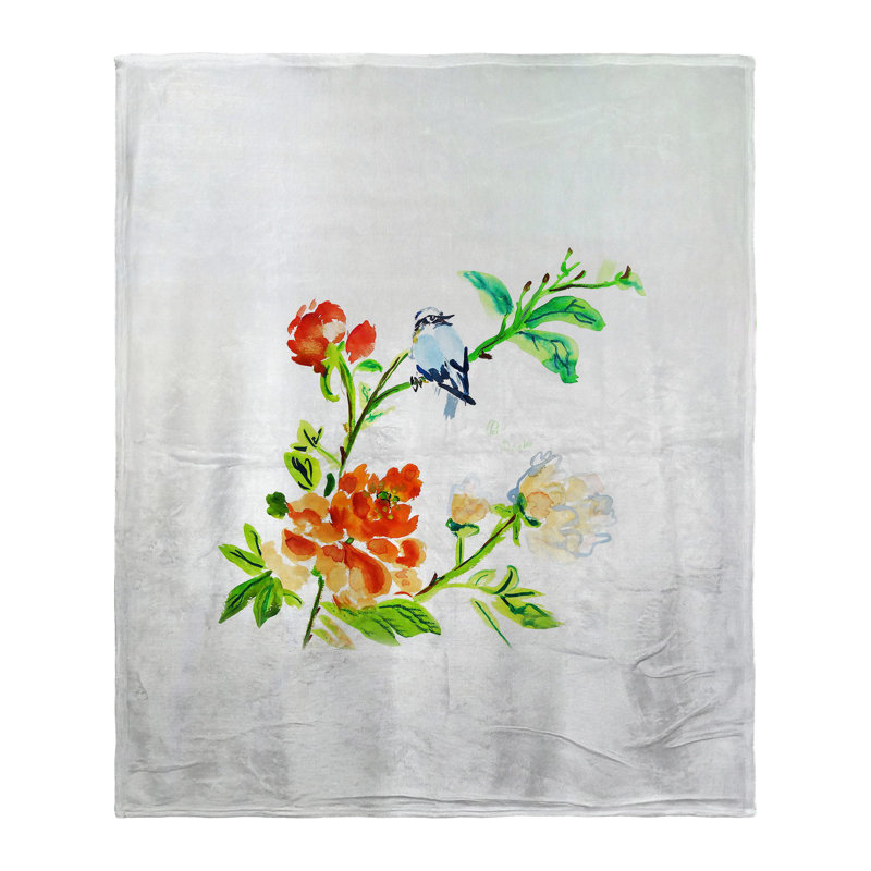 Jeté Silk Touch Blue Bird & Flowers
