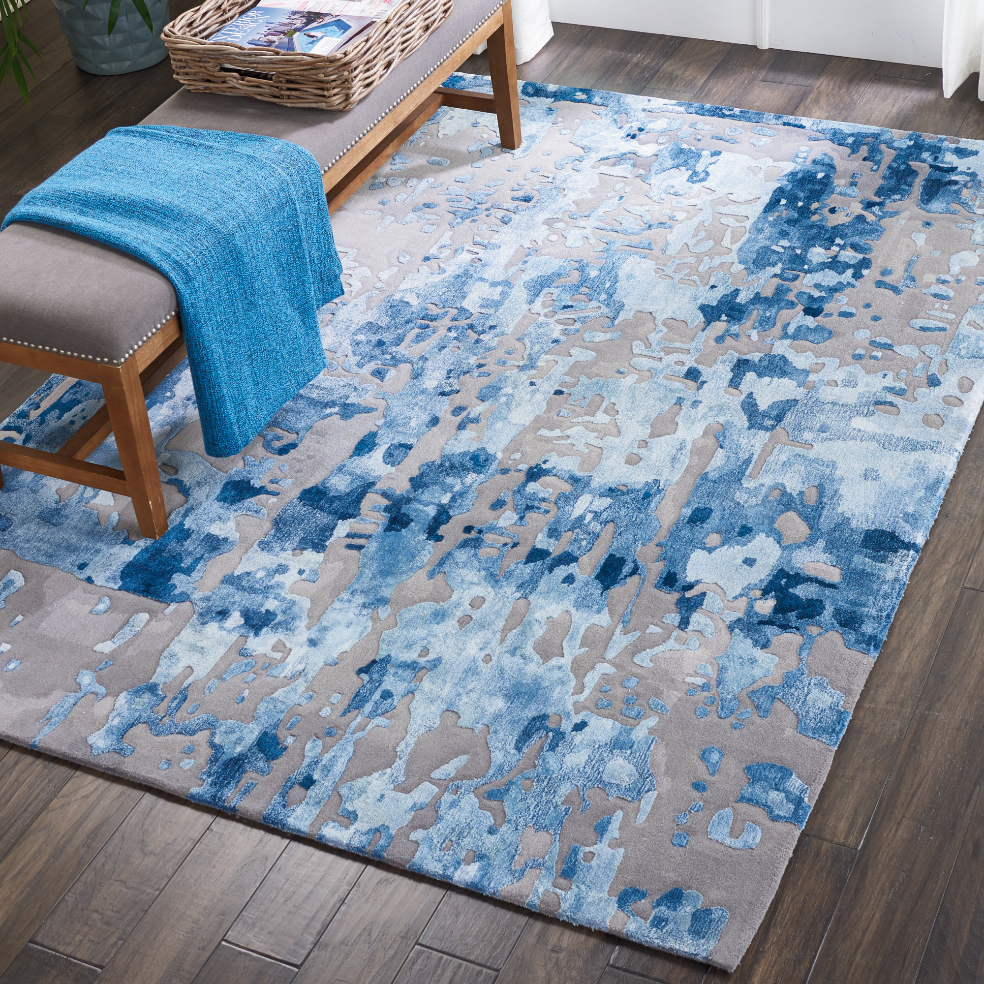 Blue Prisma Rug Prismatic Abstract Handmade Tufted Blue/Gray Area Rug & Reviews | Wayfair