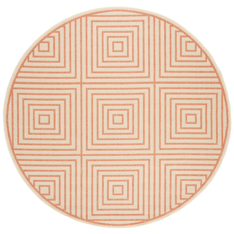 Kelli Linden 100 Performance Geometric Indoor/Outdoor Area Rug, Round 6'7"