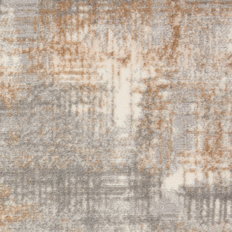 Southwestern Machine Made Power Loom Wool/Polyester Area Rug in Gray/Beige, Rectangle 2'2" x 3'9"