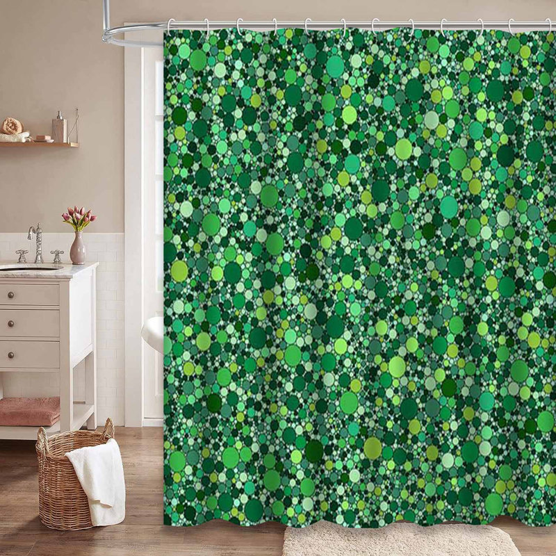 Rideau de douche sans couture à pois abstraits et bleus avec 12 crochets, 72" L x 72" W