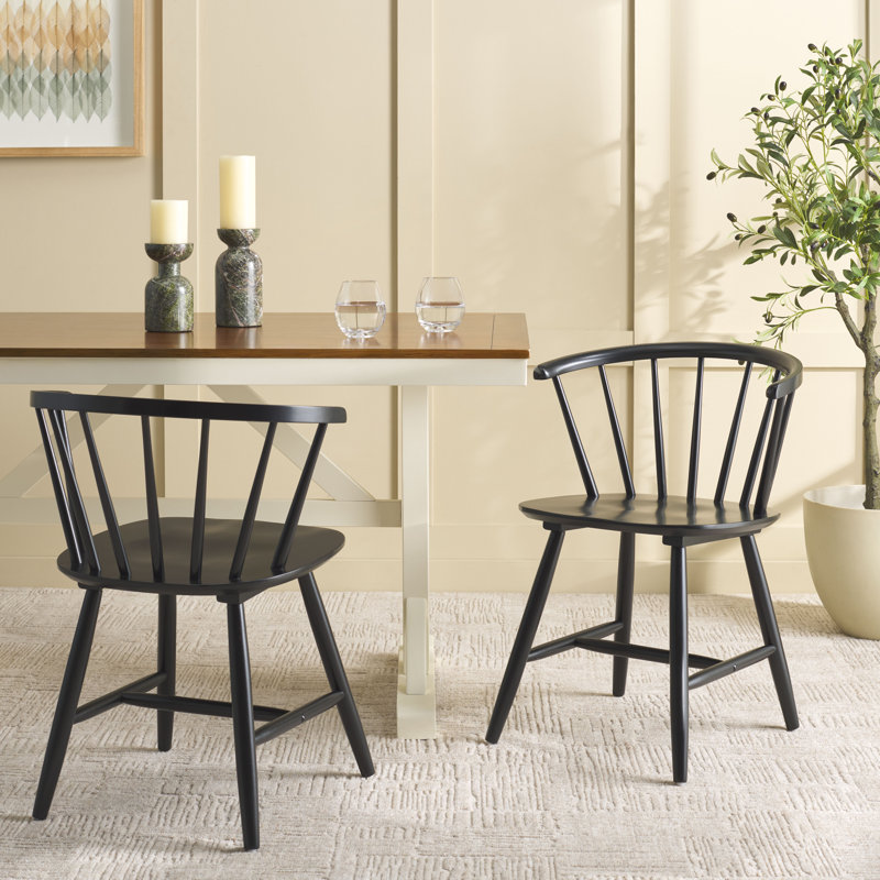 Sheffield Slat Back Solid Wood Dining Chair, Black