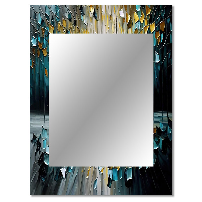 Abstrait nature arbres, peinture II - miroir abstrait, miroir mural décoratif moderne, impression d'art en métal