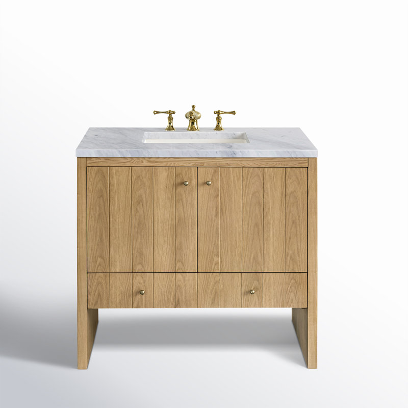 Hudson 36 in. Single Vanity, Light Natural Oak, Carrara White, 8" Widespread