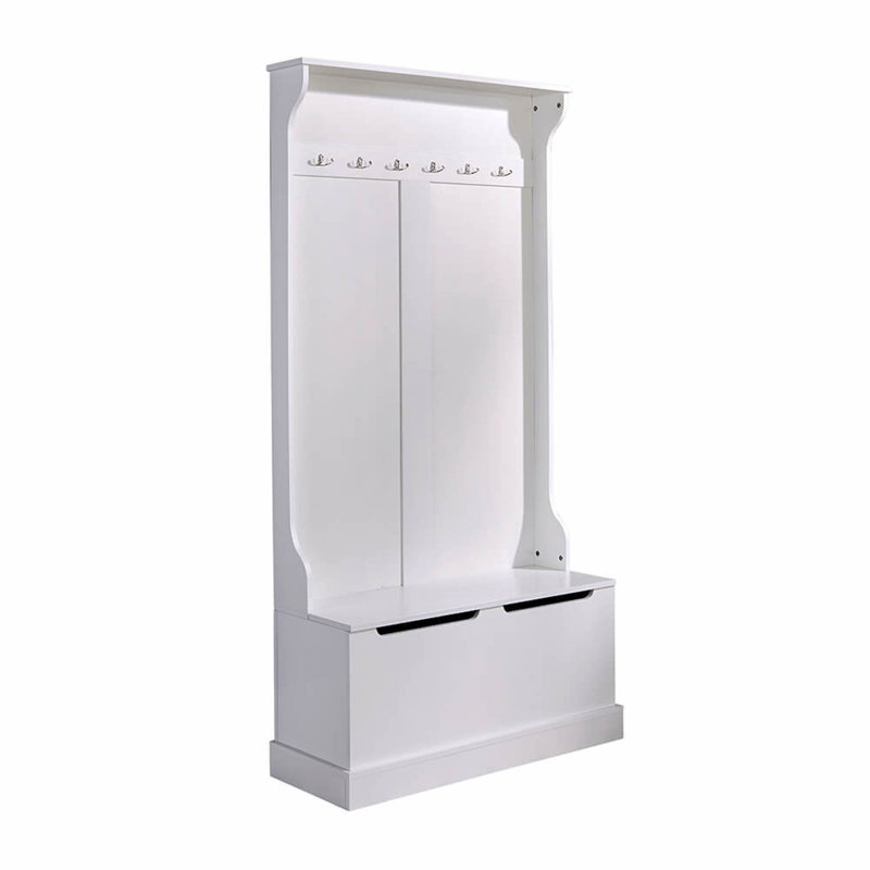 Adame Hallway Tree with Storage Bench, White