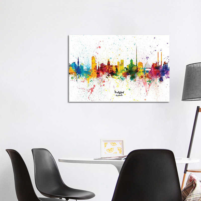 Dublin Ireland Skyline Splash by Michael Tompsett - Wrapped Canvas Print, 101.6 cm H x 66.04 cm W x 3.175 cm D