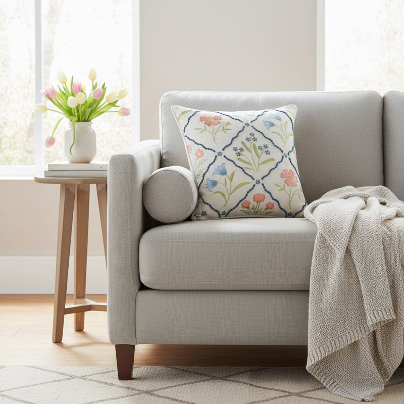 Coussin 100% coton, Duvet synthétique