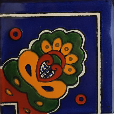 4.2" x 4.2" 9pcs TalaMex Corner Blue Royal Talavera Mexican Tile
