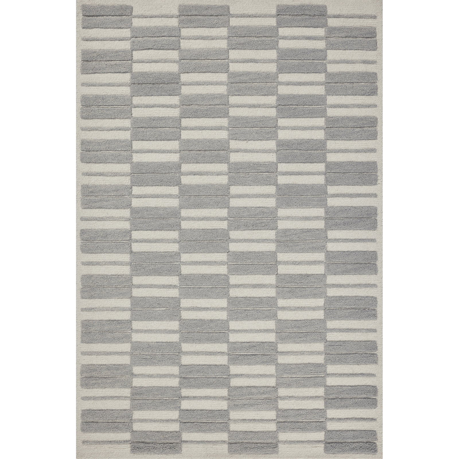 Chris Loves Julia x Loloi Bradley Ivory Gray Rug, Rectangle 5' x 7'6"