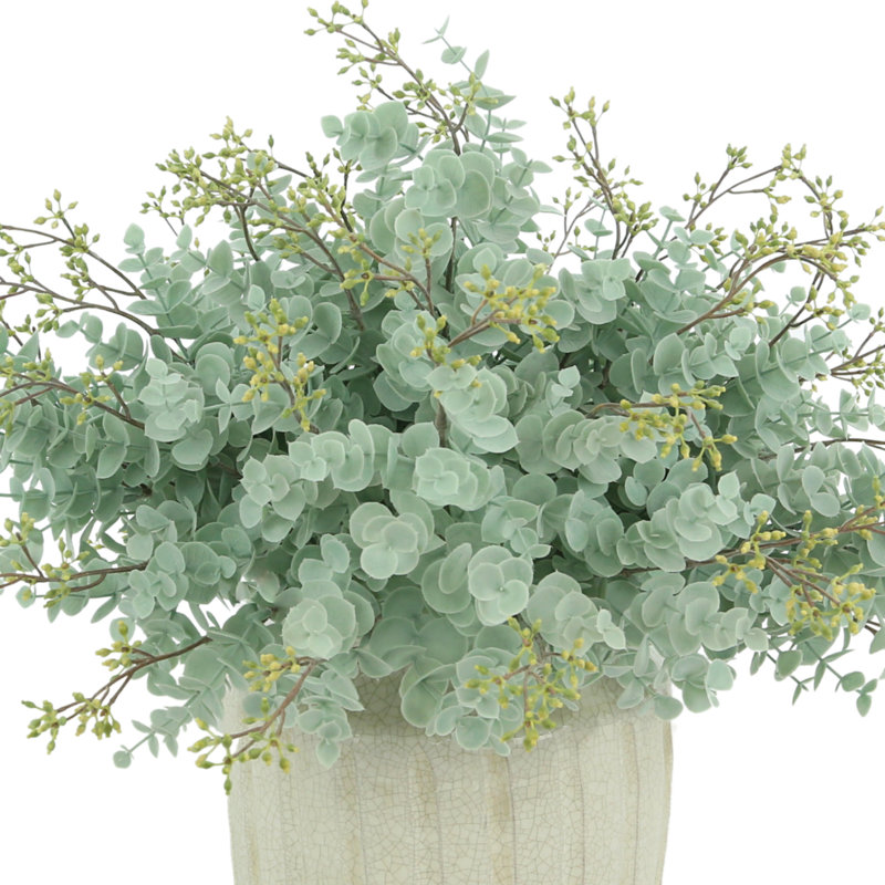 Arrangement floral d'eucalyptus dans un vase