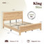 Lit plateforme en bois massif avec tête de lit à lattes et support en lattes de bois durable, aucun sommier requis-2007827440-2007827446