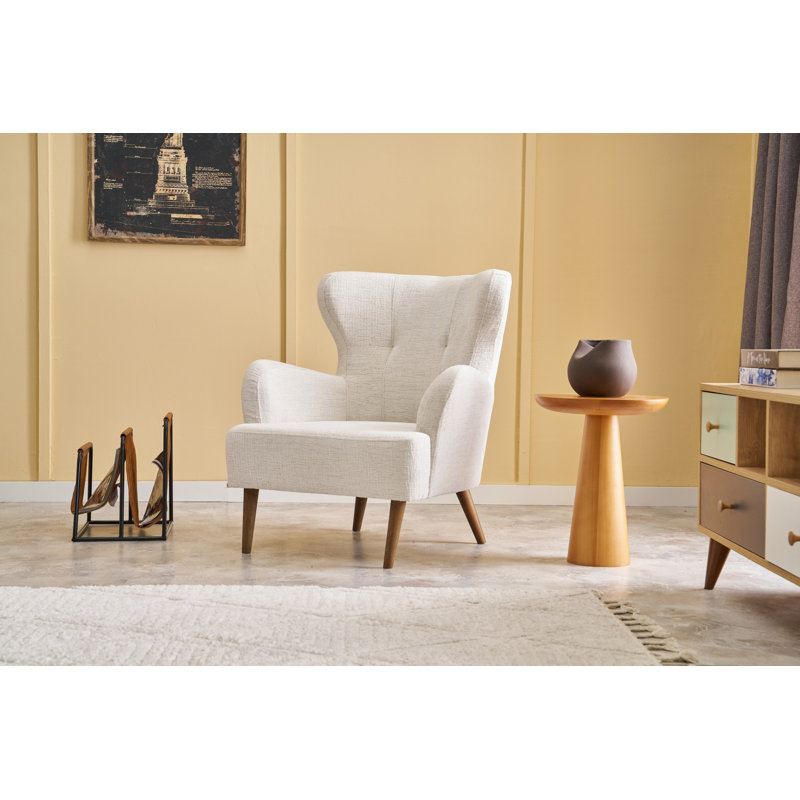 Fauteuil à oreilles, Mélange de polyester blanc Nampreet