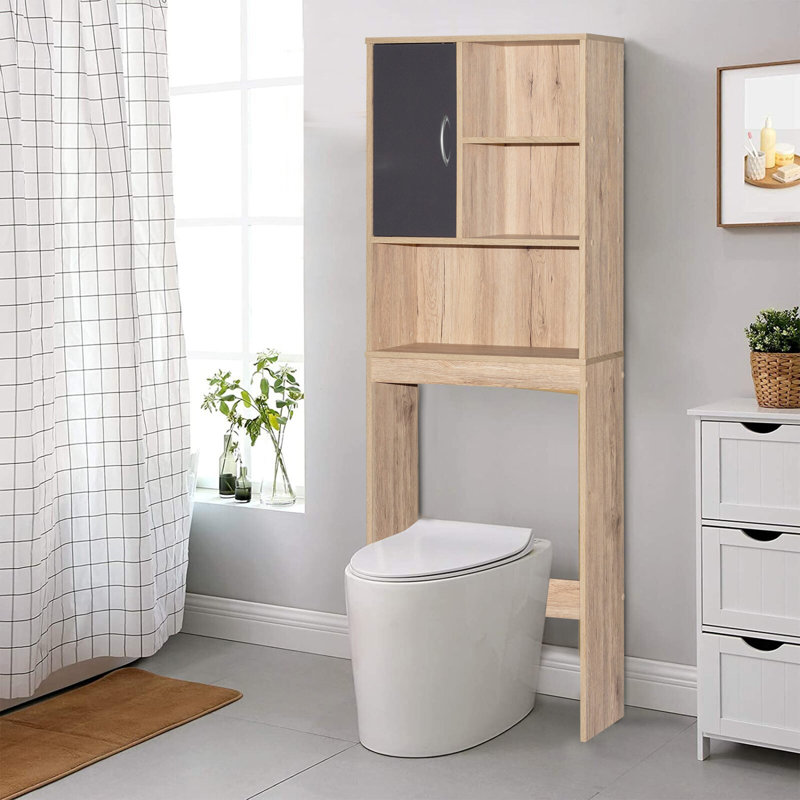 Jayakumar Freestanding Over The Toilet Storage, Natural Oak/Dark Gray