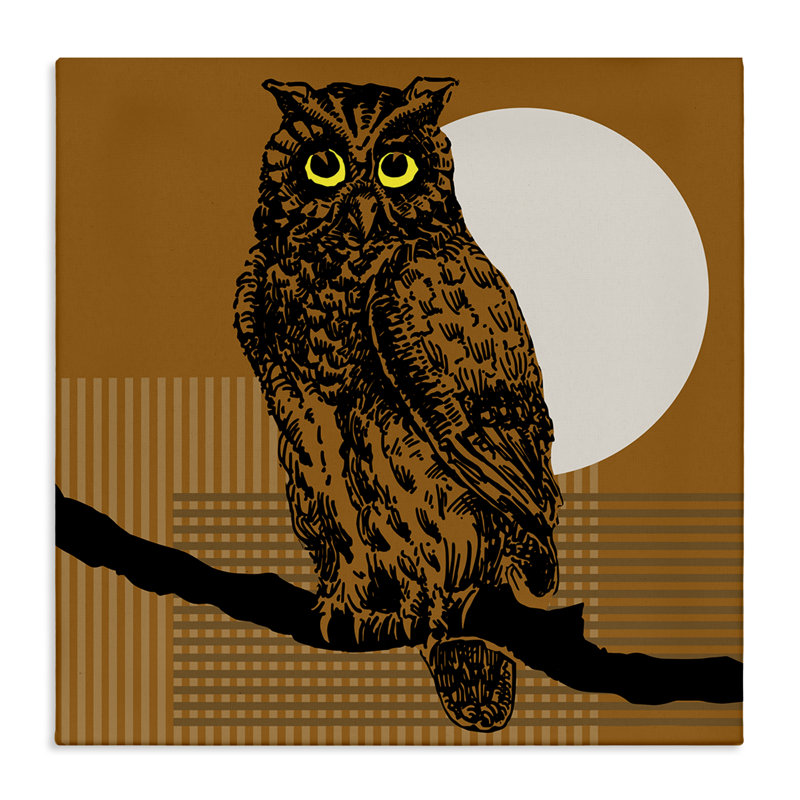 Chouette perchée avec une lune, art mural par Regina Moore, H 36 po x l 36 po