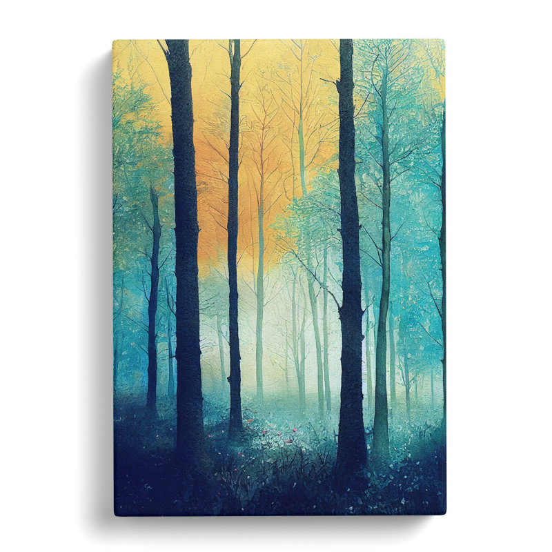 Watercolour Forest Art No.3 - Wrapped Canvas, 60cm H x 40cm W x 3cm D