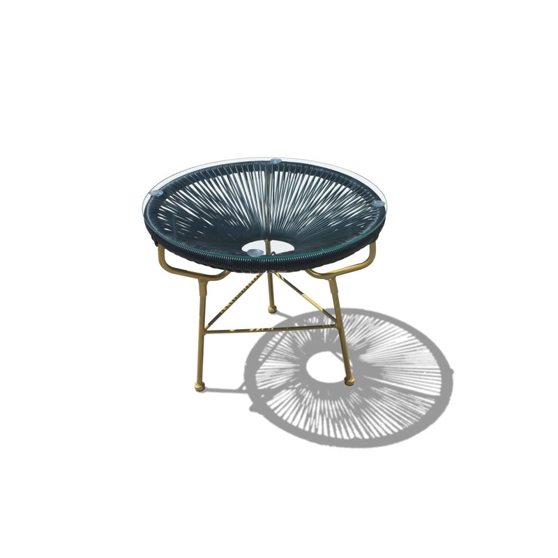 Acapulco Outdoor Round Side Table, Black, Candy Apple
