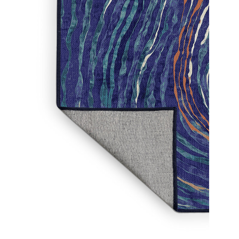 Machine Washable Blue Area Rug, Rectangle 7' x 9'