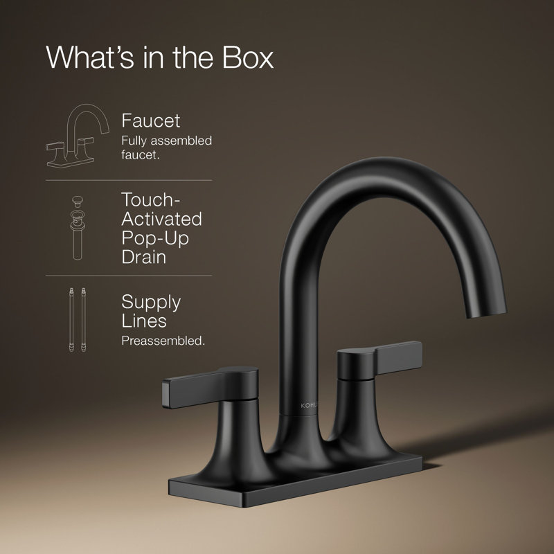 Venza Centerset Bathroom Sink Faucet 1.2 GPM, Matte Black