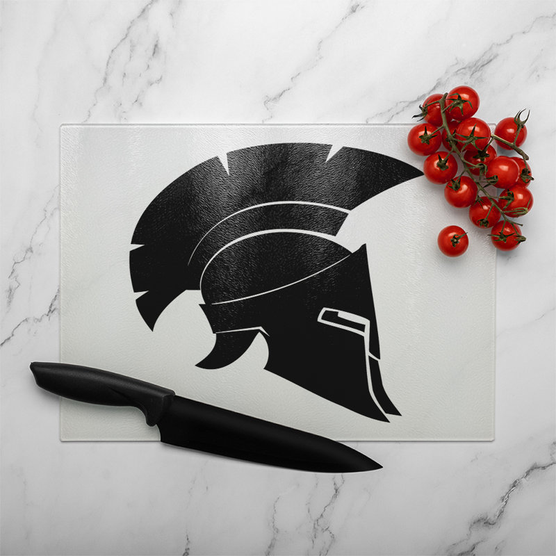 Roman Helmet Glass Chopping Board