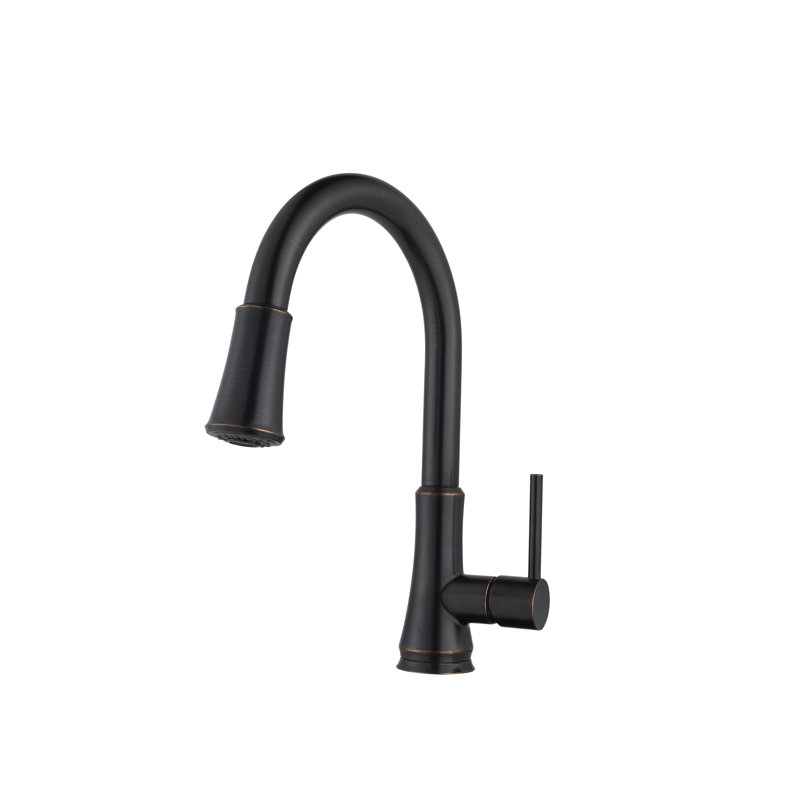 Pull Down Single Handle Kitchen Faucet, Tuscan Bronze