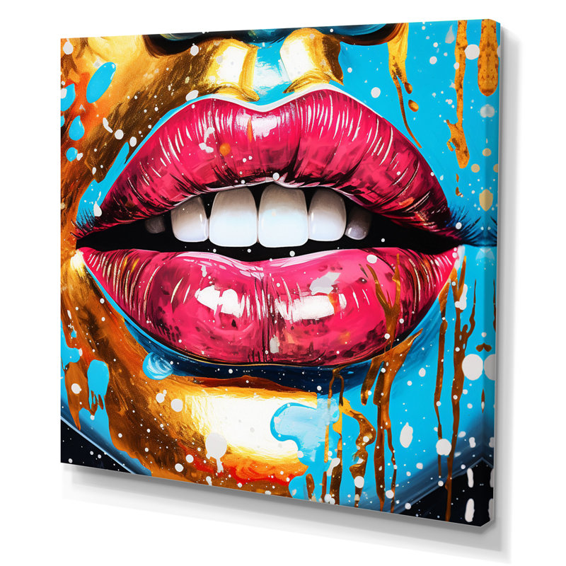 Art mural sur toile Sensual Red Lips Retro Glam, Toile tendue, 30" H x 30" W
