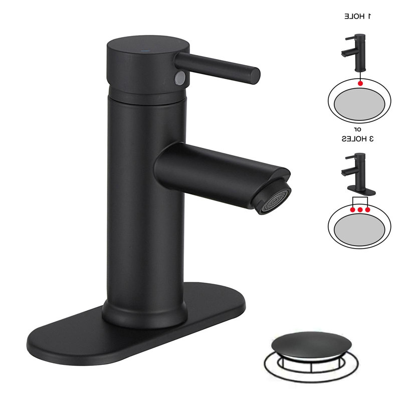 Single-Hole Bathroom Faucet With Pop-Up Drain Assembly, Single-Handle Bathroom Sink Faucet In Matte Black