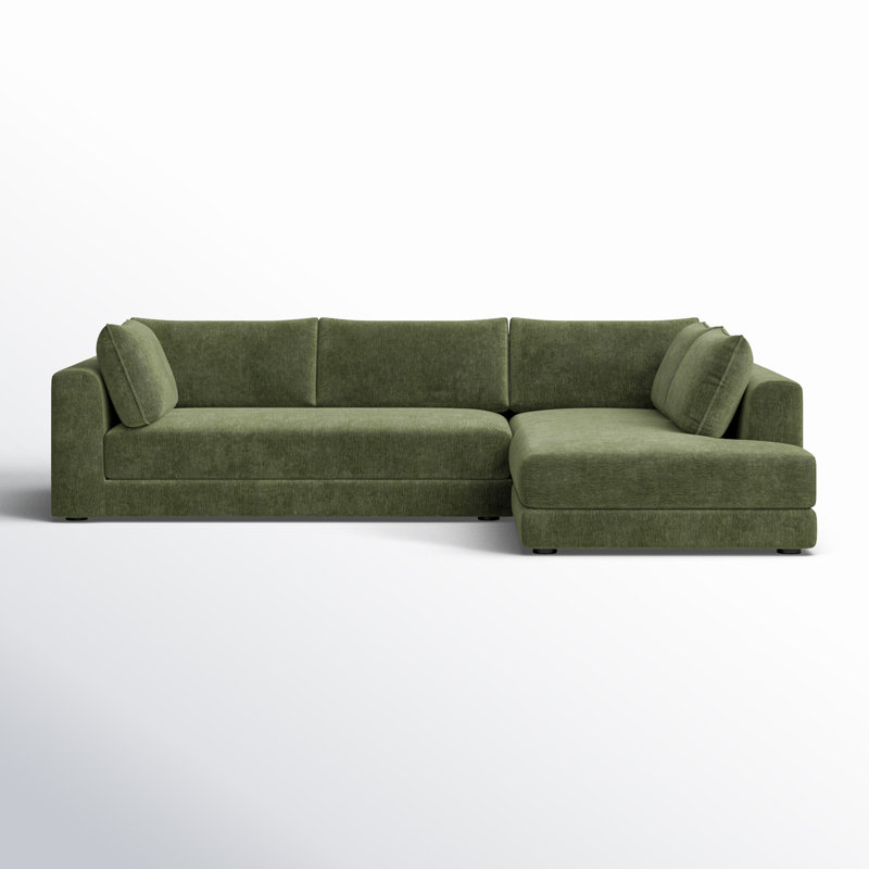 Quincey Upholstered Chaise L-Sectional, Right Hand Facing, Sagano Green Fabric