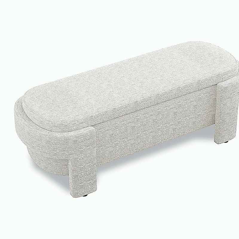 Banc rembourré avec grand espace de rangement, Rayures beiges